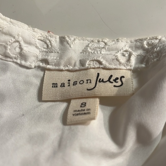 Maison Jules White Dress  Cut Out Lined  Waisted Sleeveless Sz S - Picture 9 of 11